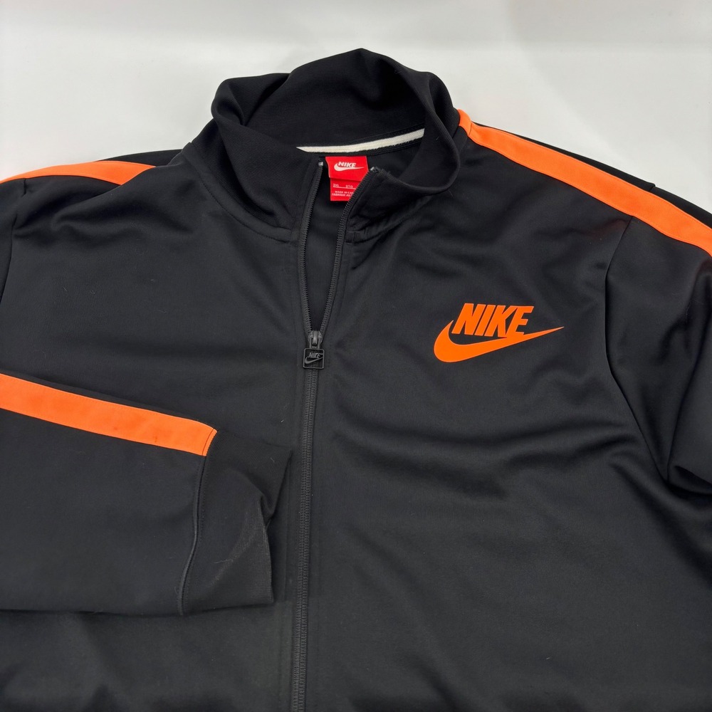 Nike Track Jacket Men 3XL Black Orange Stripe Full Zip Futura Logo Athletic